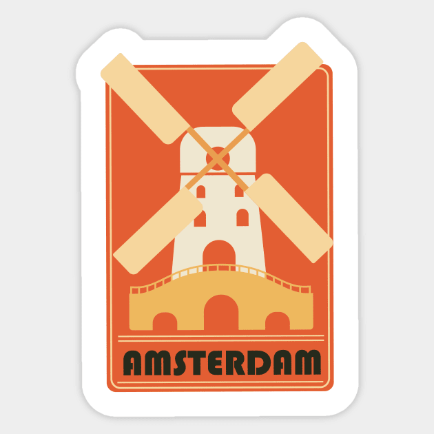 Retro Amsterdam Windmill Tourism Badge Sticker by SLAG_Creative